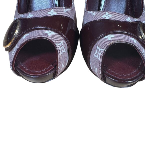 Louis Vuitton Vintage Monogram Idylle Romance Peep Toe Stiletto Heels Size 38.5 - Picture 5 of 12